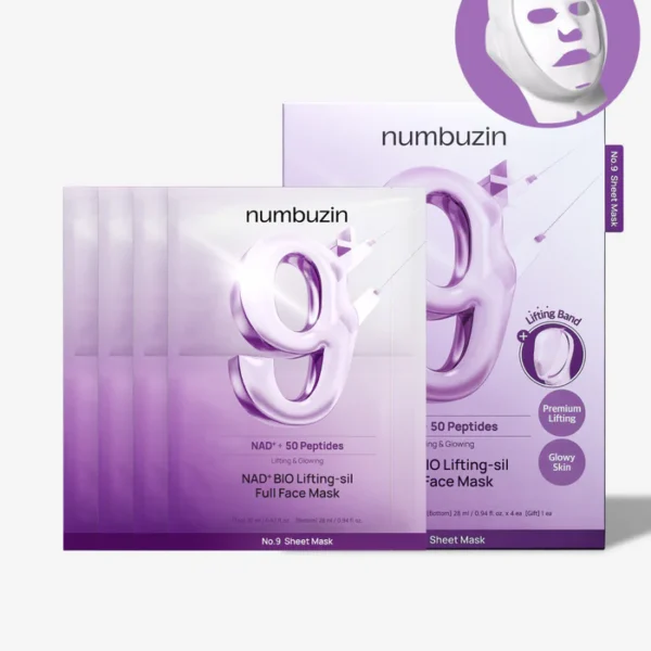 No.9 NAD+ BIO Lifting-sil Full Face Mask (4 Sheets + Lifting Band)