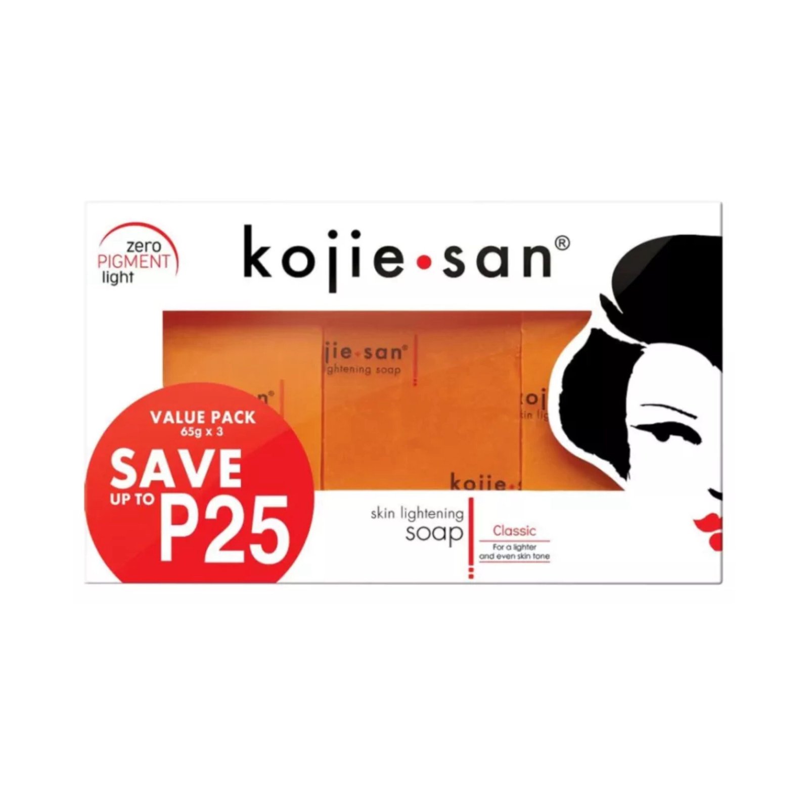48172678-3f8d-43ea-8eb6-b5013fc1ffa2 Kojie San Skin Lightening Soap Classic (3 x 65g Value Pack) - Image 1